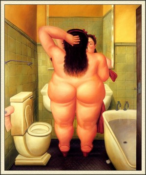 Fernando Botero Painting - El Baño Fernando Botero